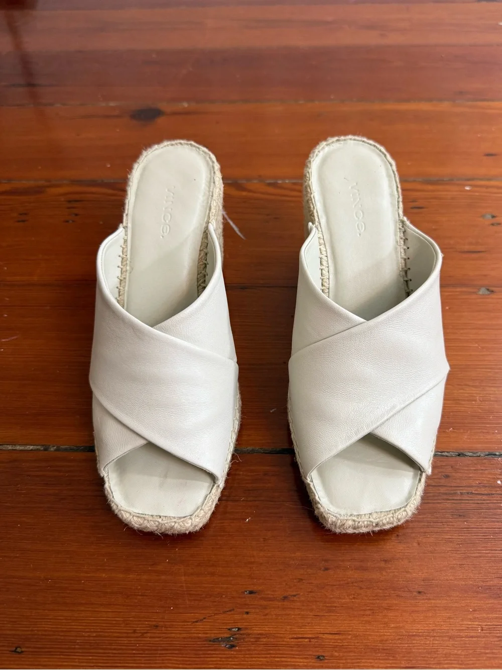 Vince Gaelan Leather Espadrille Wedge Sandal Sz 6 💛🍄